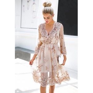 Blush sequin midi dress - NWT